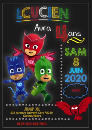 Invitation d'anniversaire Les Pyjamasques