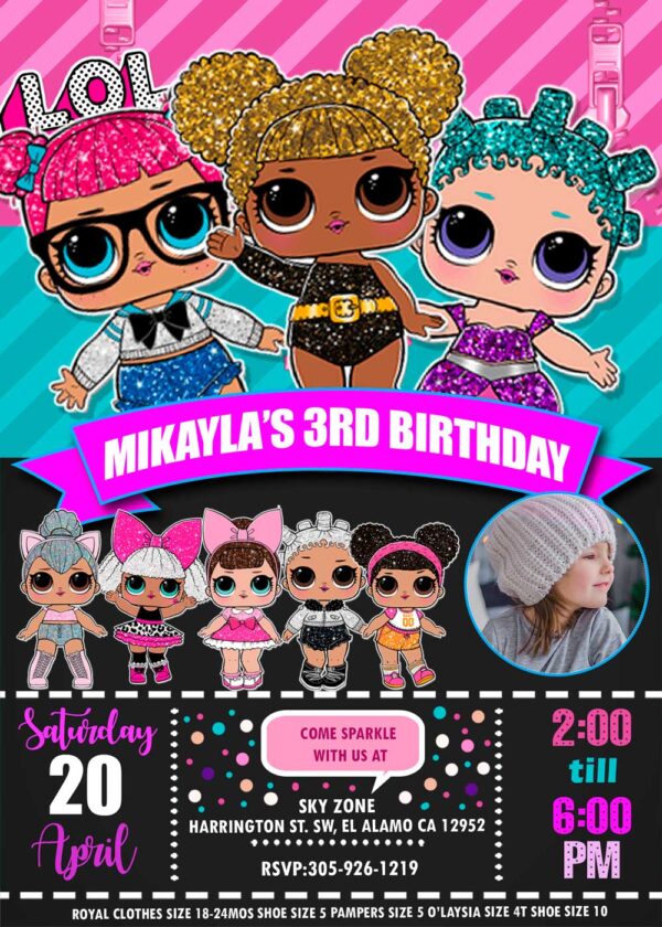LOL Surprise Series 1Birthday Invitation - Image 2