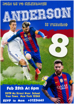 Amazing Lionel Messi Barcelona FC Invitation Birthday  