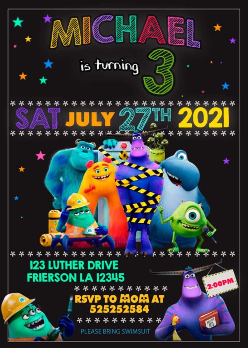 Monsters at Work Birthday Invitation