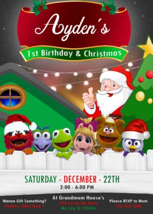 Muppet Babies Christmas birthday Invitation
