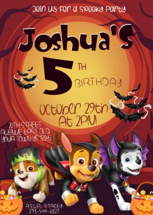 Pup-tastic Party: Paw Patrol Halloween Invitation