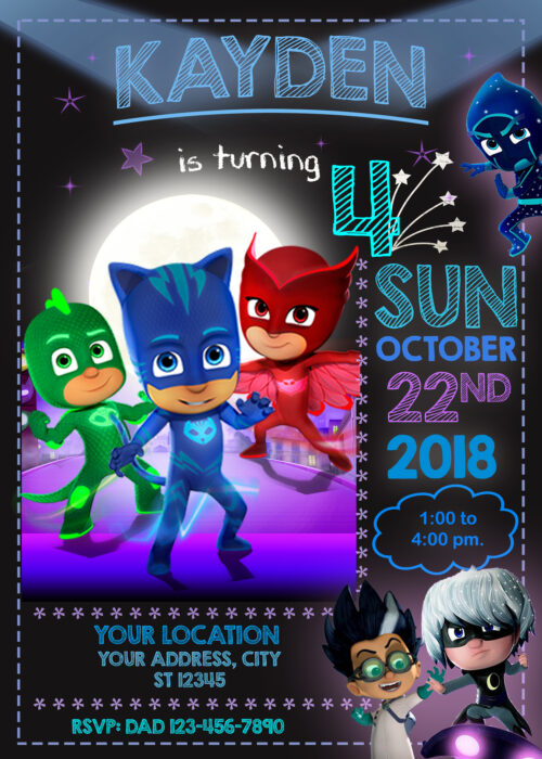 PJ Masks Birthday Invitation