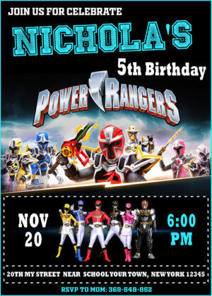 Fantastic Power Rangers Birthday Invitation