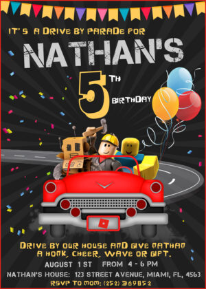 Roblox Drive By Parade Birthday Invitation