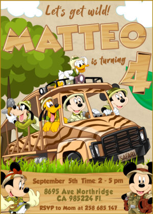 Mickey, big safari adventure! Birthday Invitation