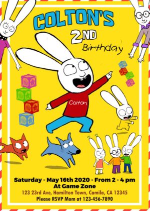 Simon the Rabbit Birthday Invitation