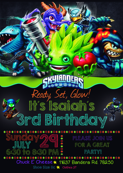 Spectacular Skylanders Birthday Invitation
