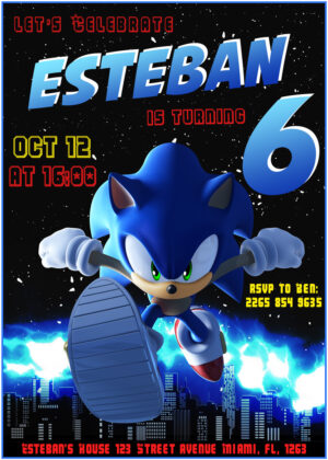 Awesome Sonic Birthday Invitation