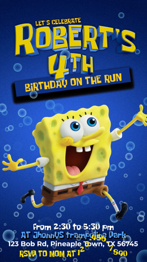 SpongeBob Birthday Video Invitation (pool party)