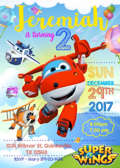 Fantastic Superwings Birthday Invitation