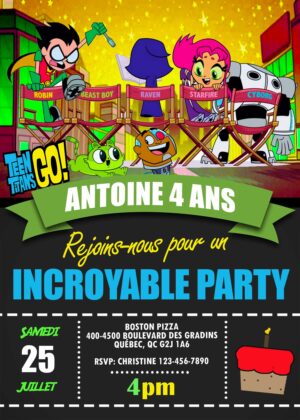 Incroyable Teen titans Go! Anniversaire invitation