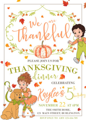 Beautiful Fancy Nancy Thanksgiving Birthday Invitation