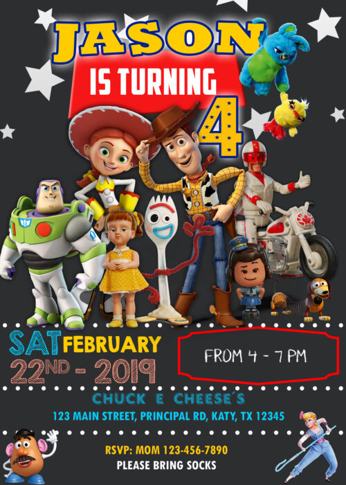 Toy Story 4 Birthday Invitation