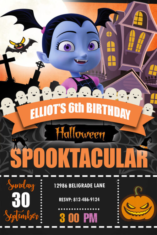 Halloween Costume Birthday Party Vampirina invitation