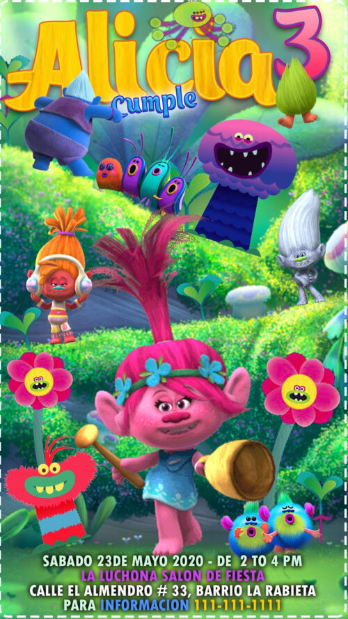 Maravillosa Video invitacion Trolls 2