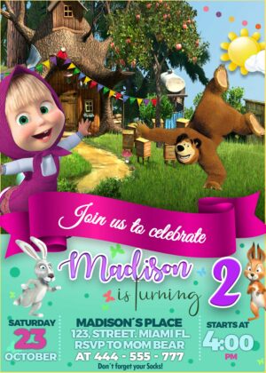 Masha and the Bear Party Invitation