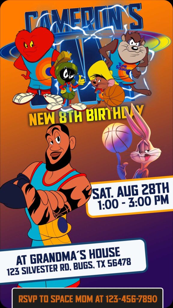 Space Jam Birthday Video Invitation