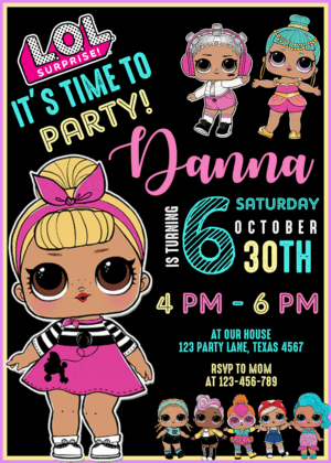 Lol Party Time Birthday Invitation