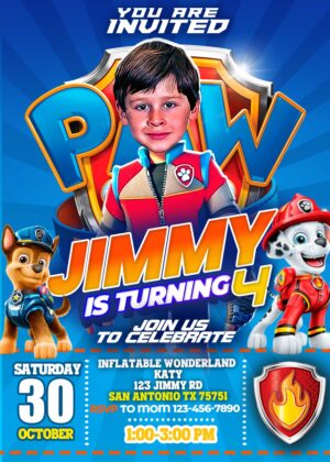 Paw Patrol Ryder Costume invitation