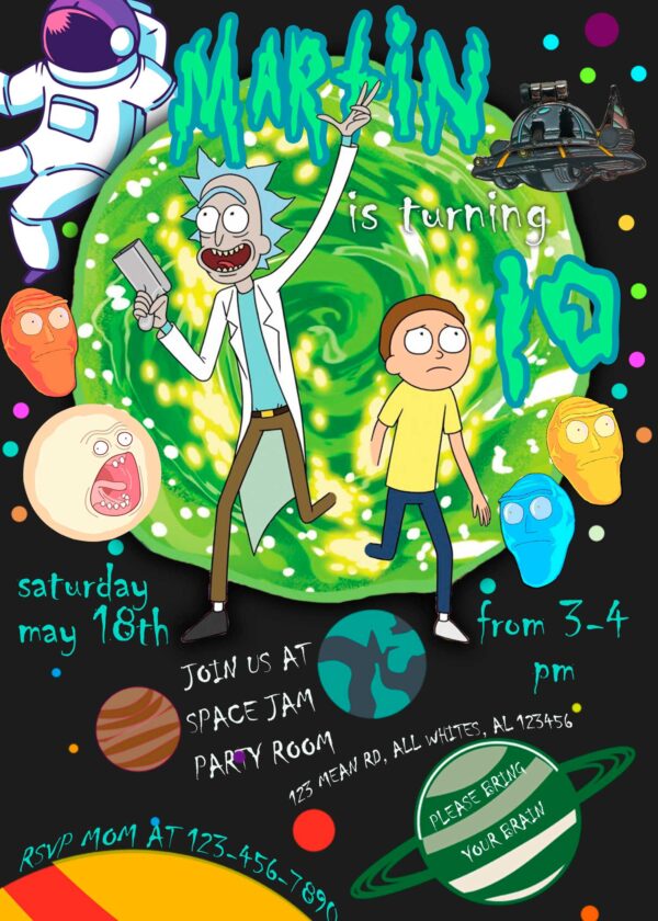 Rick And Morty Birthday invitation
