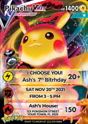 Pikachu Pokémon Card Birthday Invitation