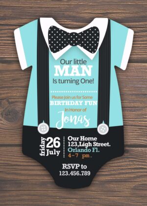 Baby 1st Birthday Bodysuit Invitation