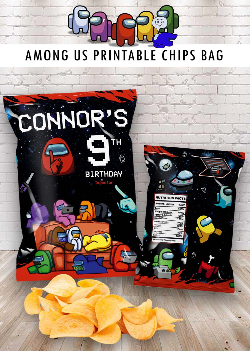 Among Us Birthday Chips Bag
