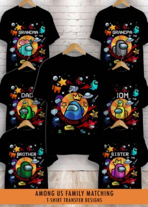 Among us Birthday Shirt, Personalized Family Matching Transfer Pack