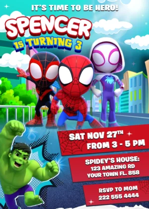 Spidey and His Amazing Friends Birthday Invitation