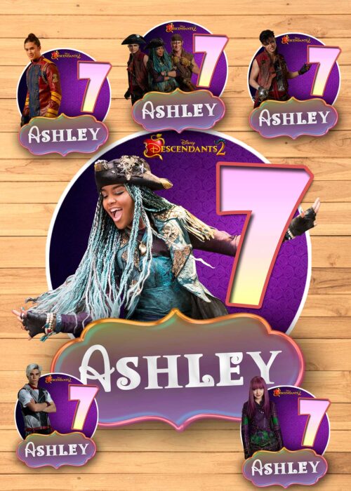 6 Descendants Birthday Centerpieces