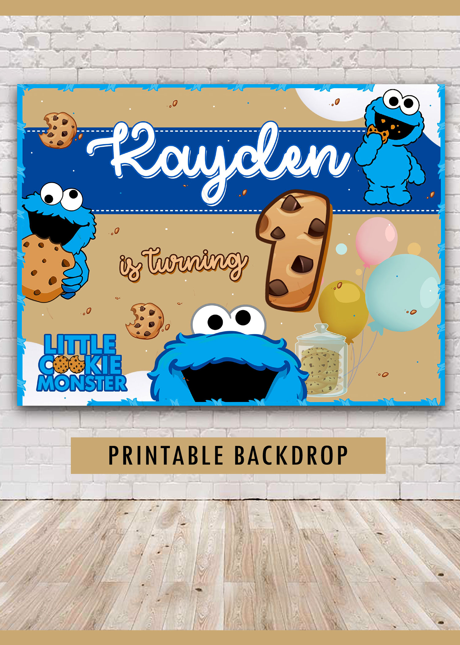 Cookie Monster Birthday Backdrop