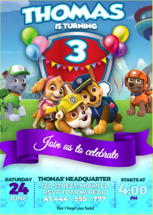 Paw Patrol Birthday Invitation