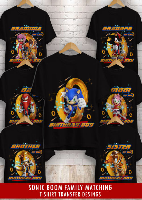 Sonic Boom Birthday Shirt, Personalized Family Matching Transfer Pack