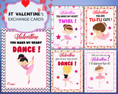 Ballerina Valentines Day Cards