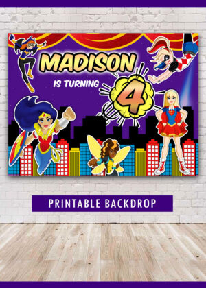 DC Super Hero Girls Birthday Backdrop
