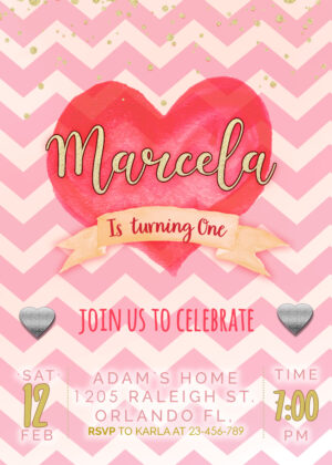 First Valentine Birthday Invitation