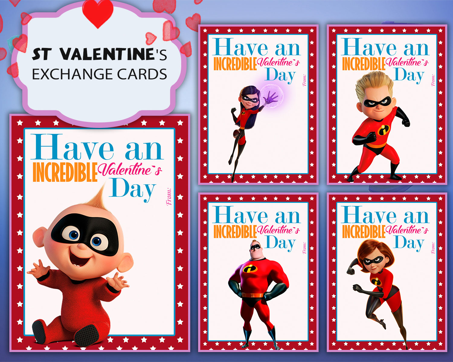 The Incredibles Valentines day cards