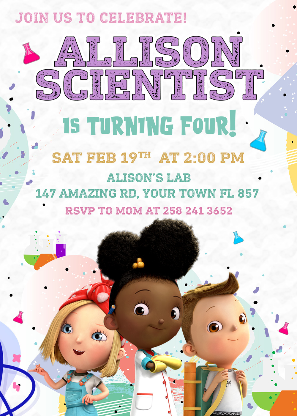 Ada twist scientist birthday invitation