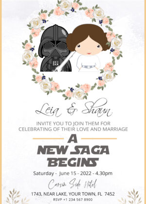 Darth Vader & Leia Star Wars Wedding invitation