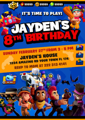 Brawl Stars Birthday Invitation
