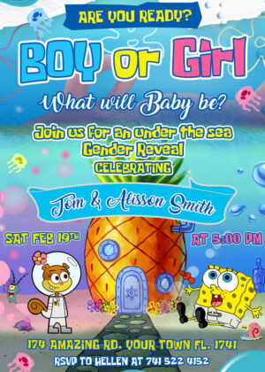 SpongeBob Under the Sea Gender Reveal Invitation