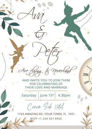 Peter Pan and Tinkerbell Wedding Invitation