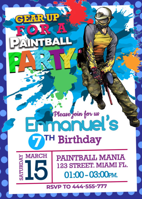 Paintball Birthday Invitation