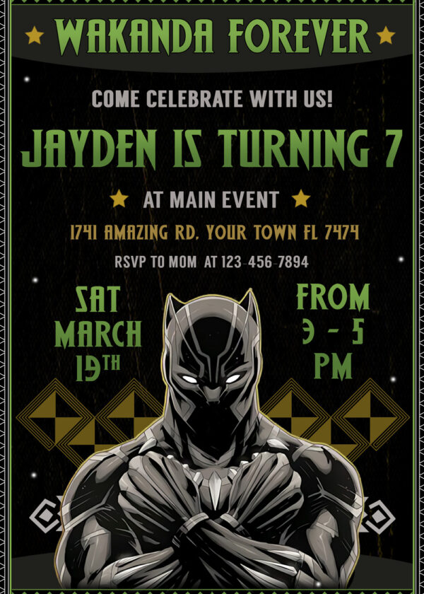 Wakanda Forever Birthday Invitation
