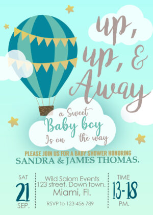Hot Air Balloon Baby Shower Invitation