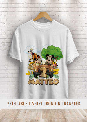 Mickey Mouse Safari Birthday Shirt Printable Transfer
