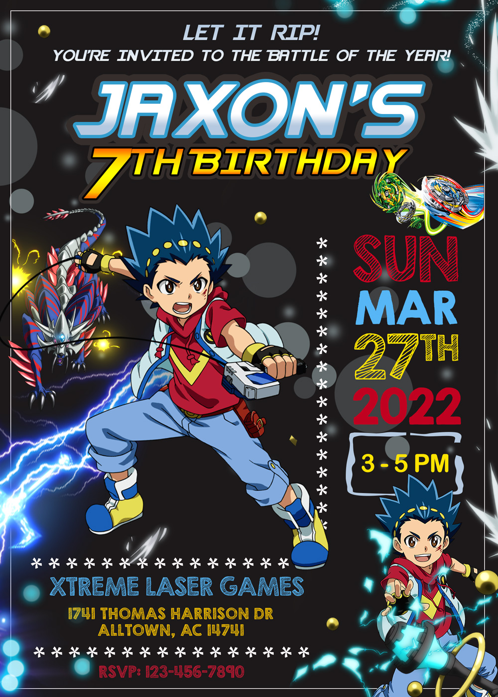 Beyblade Birthday Invitation