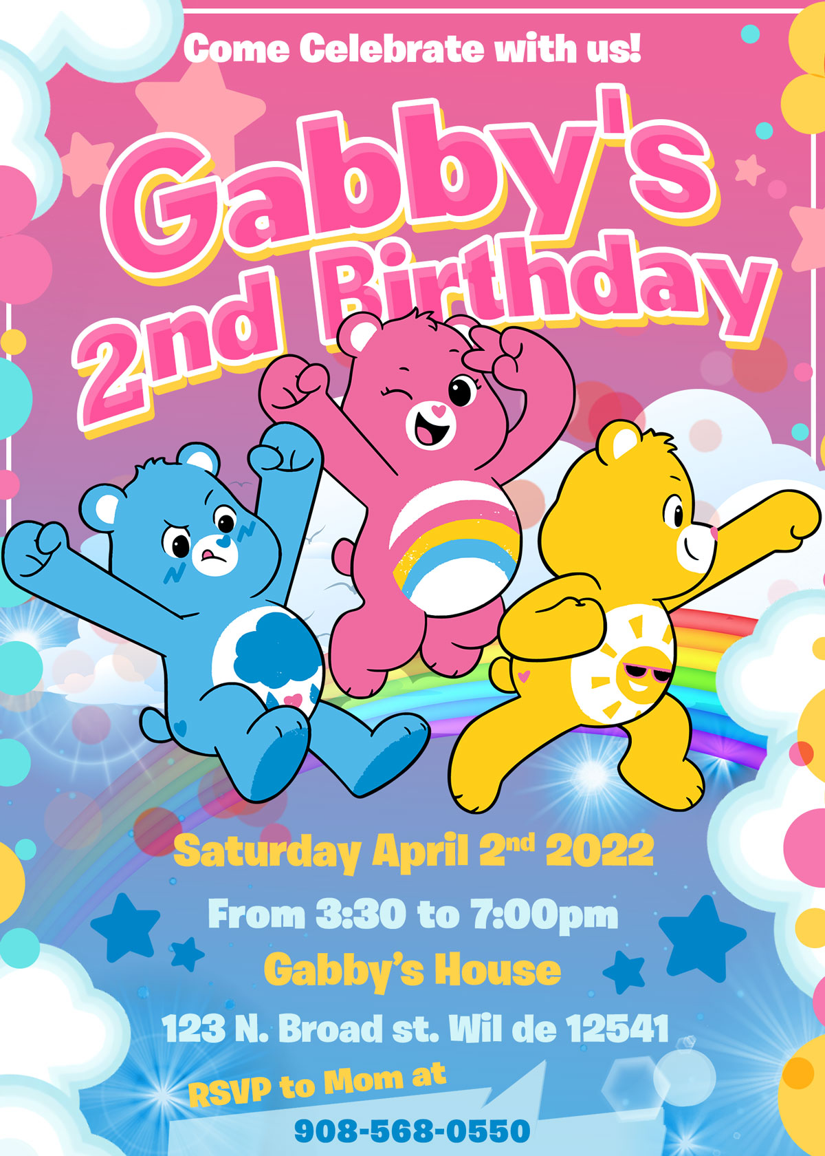 Care bears Birthday Invitation