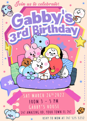 BT21 Birthday Invitation